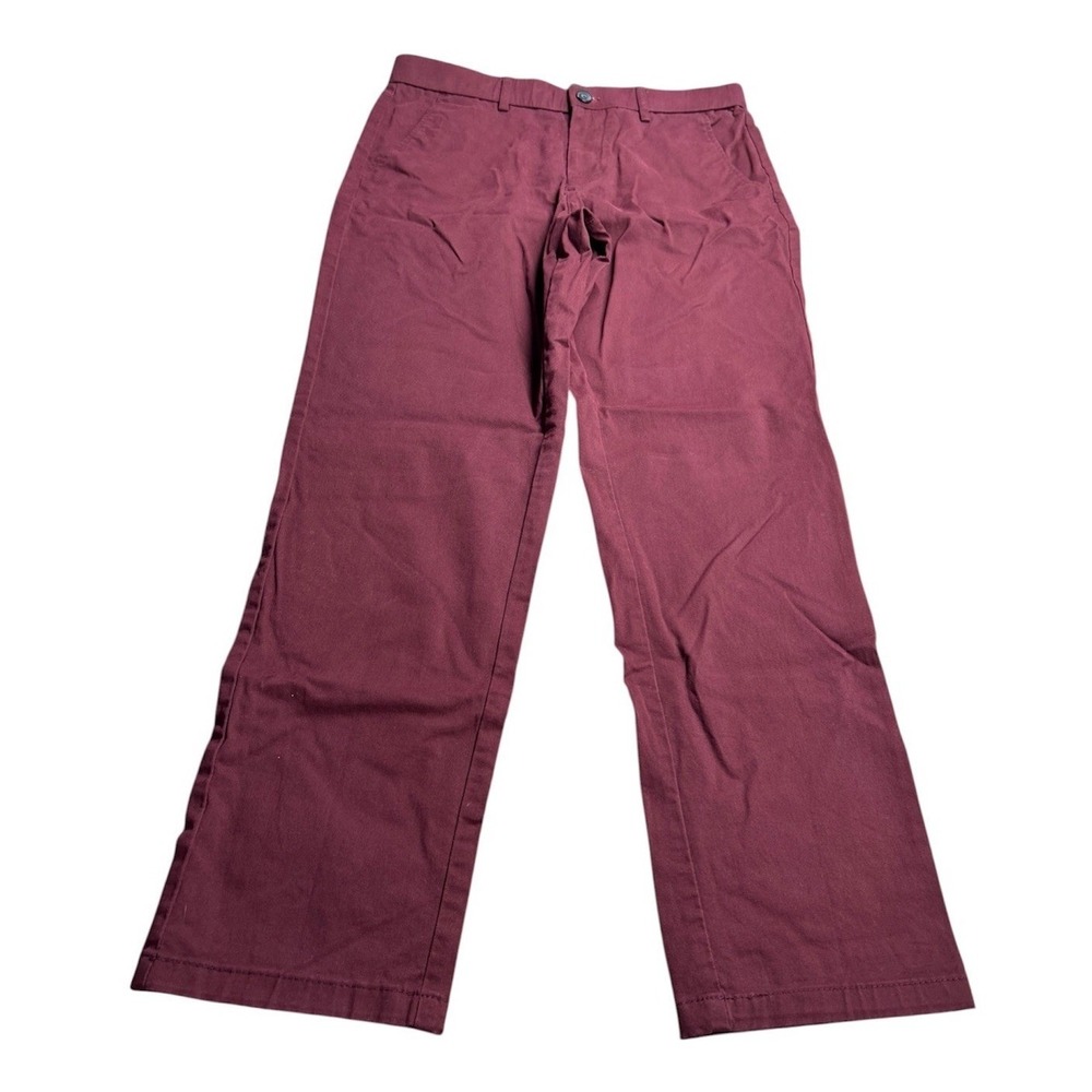 Plaid & Plain Men's Pants 30x28 Burgundy Slim Fit